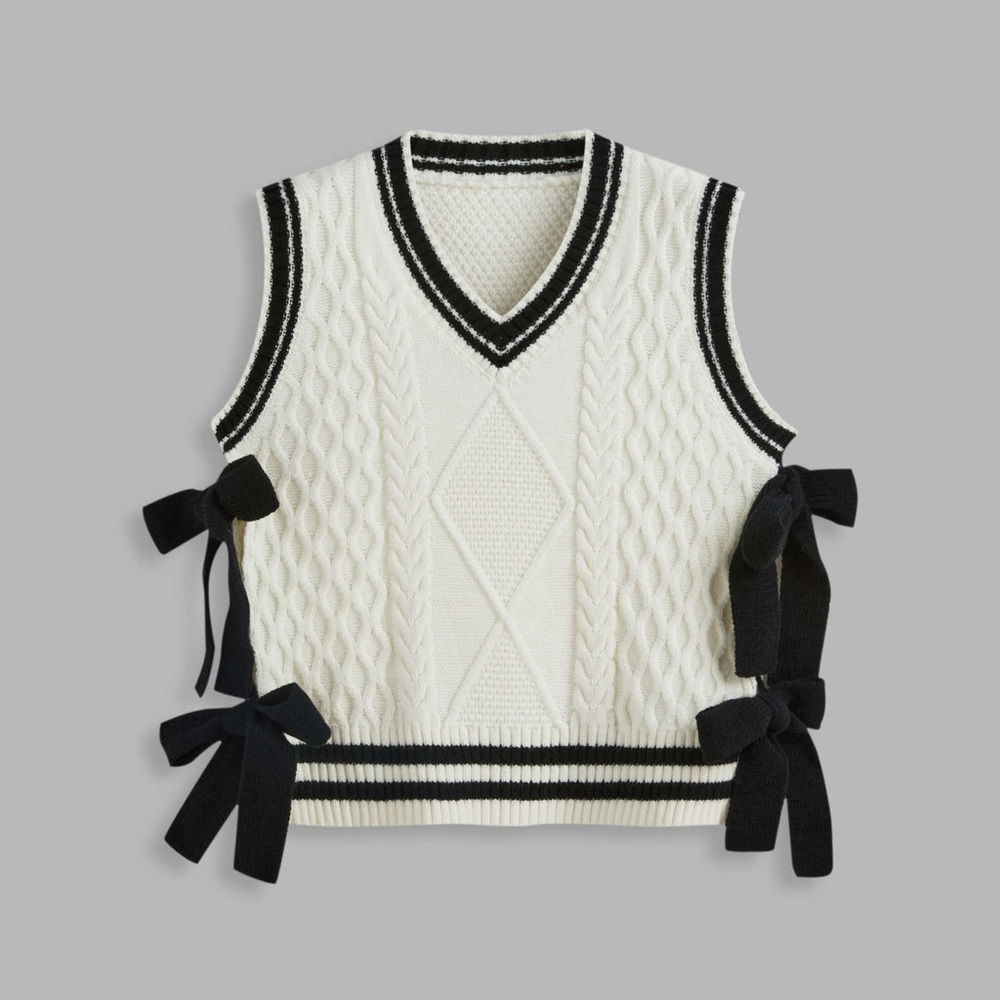 Cider V-NECK KNIT BOWTIE VEST X-Small New with tags XS NWT